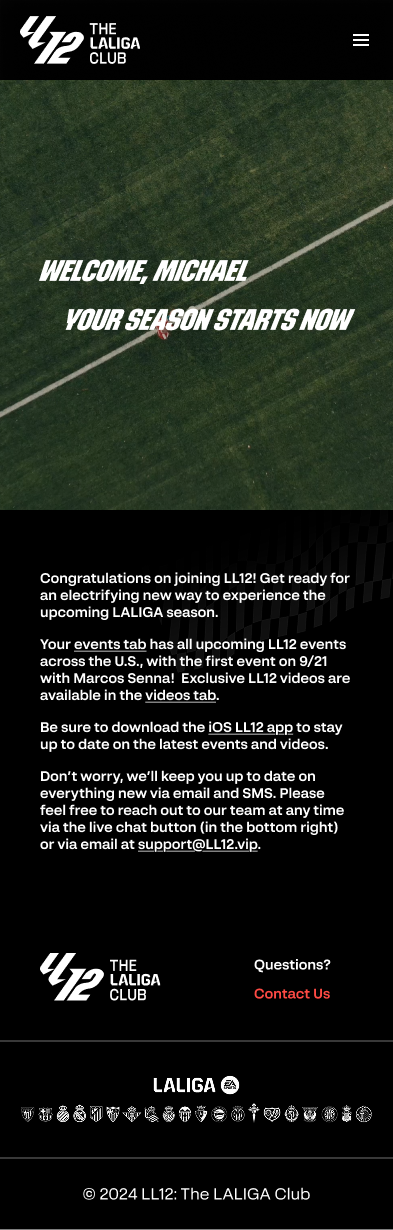 LL12 member portal mobile: Home