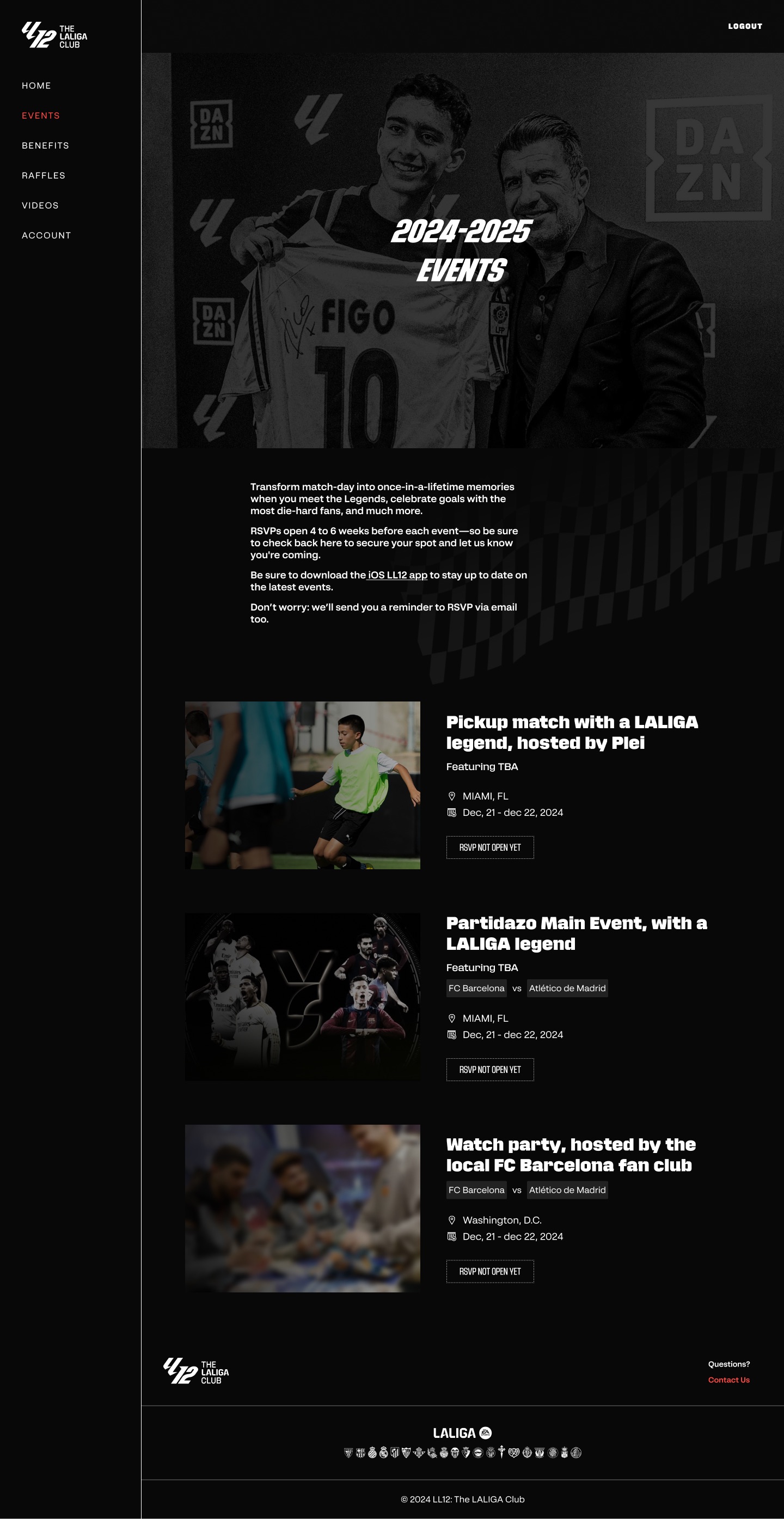 LL12 member portal: Events